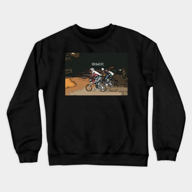 bmx racers Crewneck Sweatshirt by rickylabellevie